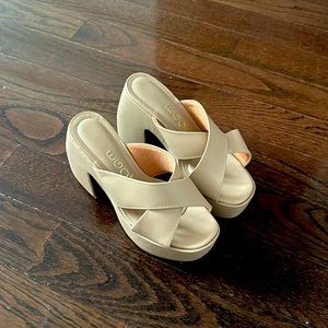 Tan platform sandals